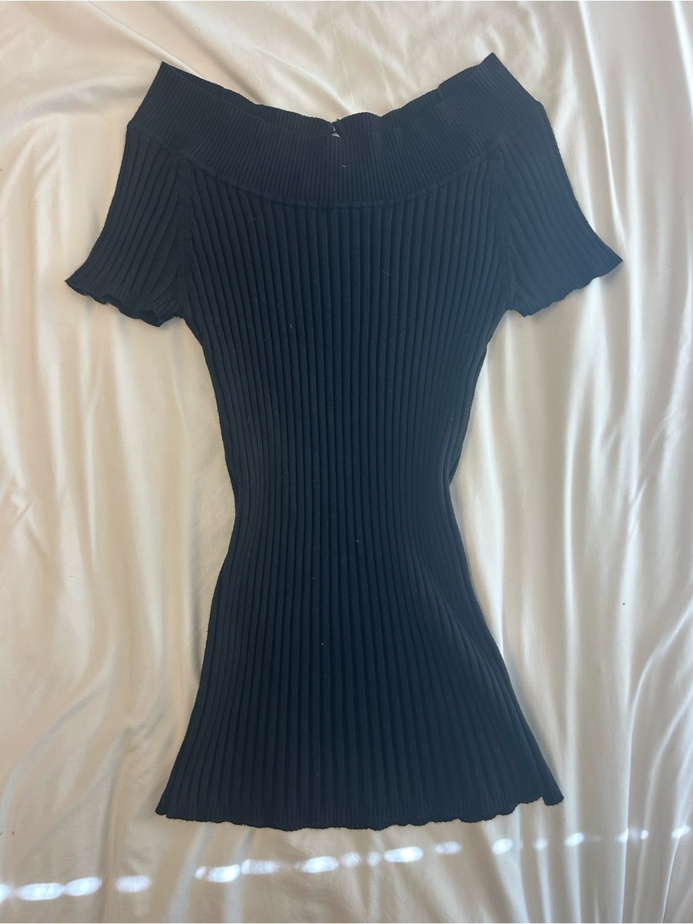 It's Our Time Black Ribbed Knit Top with Keyhole Detail